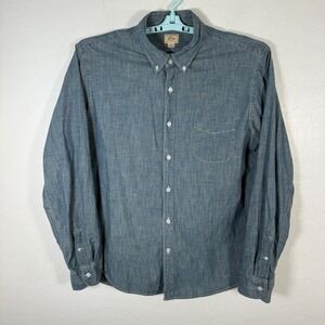 J Crew Shirt Mens XL Blue Slim Button Down Chambray Denim Long Sleeve Pocket‎